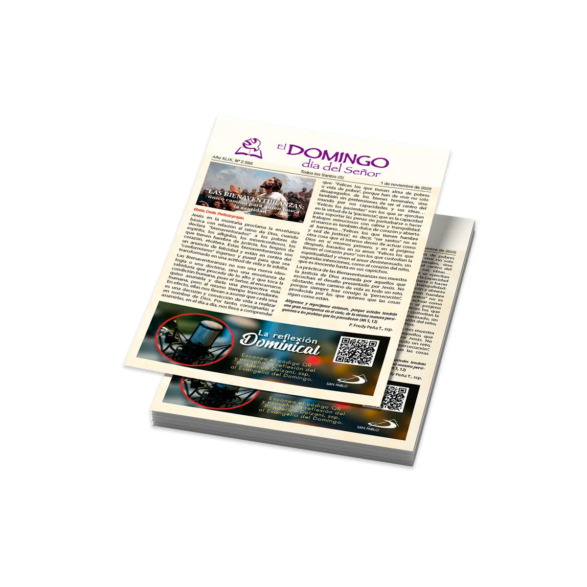 El Domingo día del Señor, 01 de Noviembre 2026 (10 hojas)