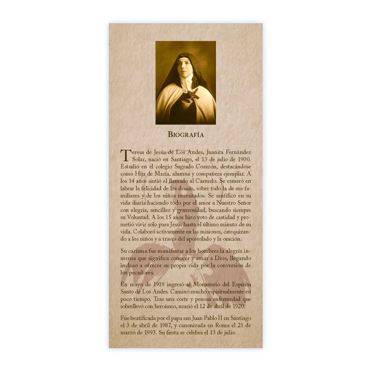 Teresa of the Andes Calendar 2026