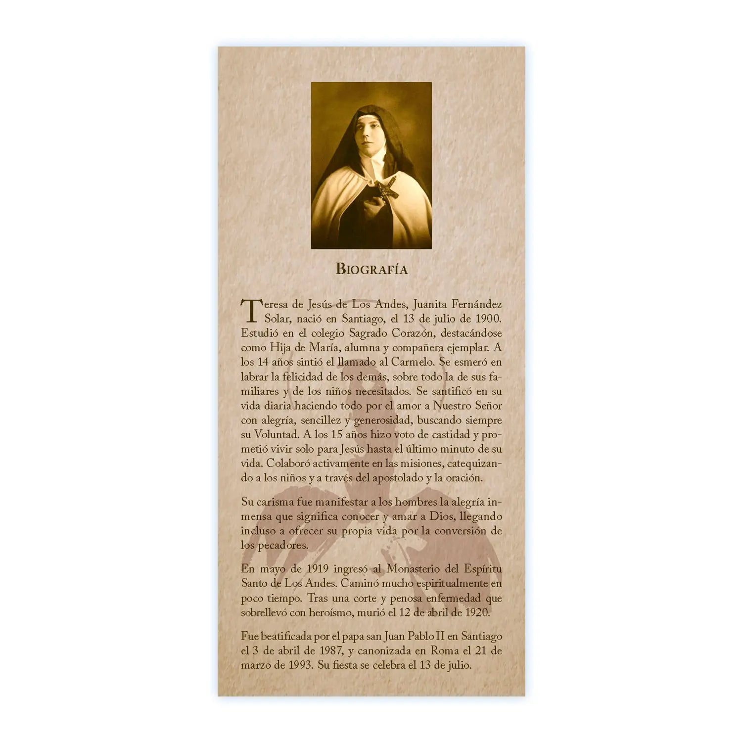 Teresa of the Andes Calendar 2026