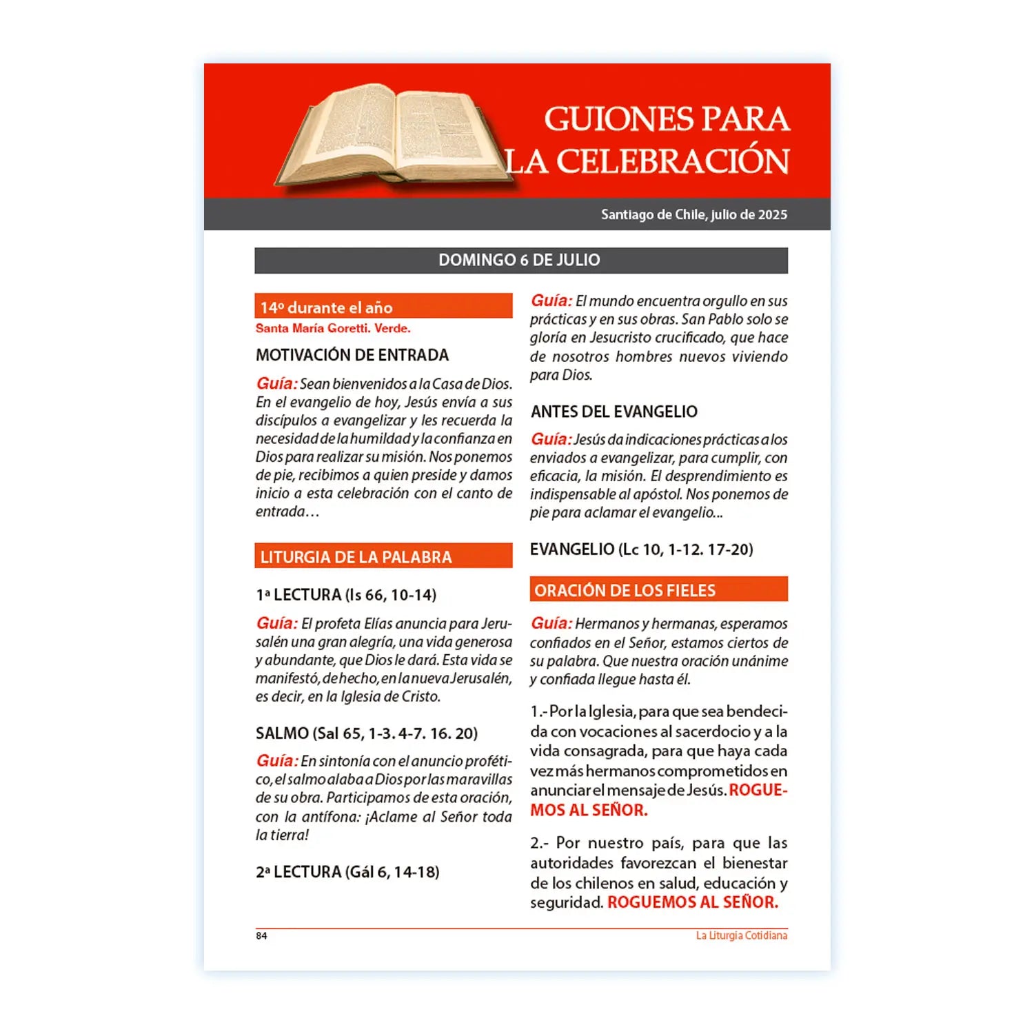 La Liturgia Cotidiana de julio 2025