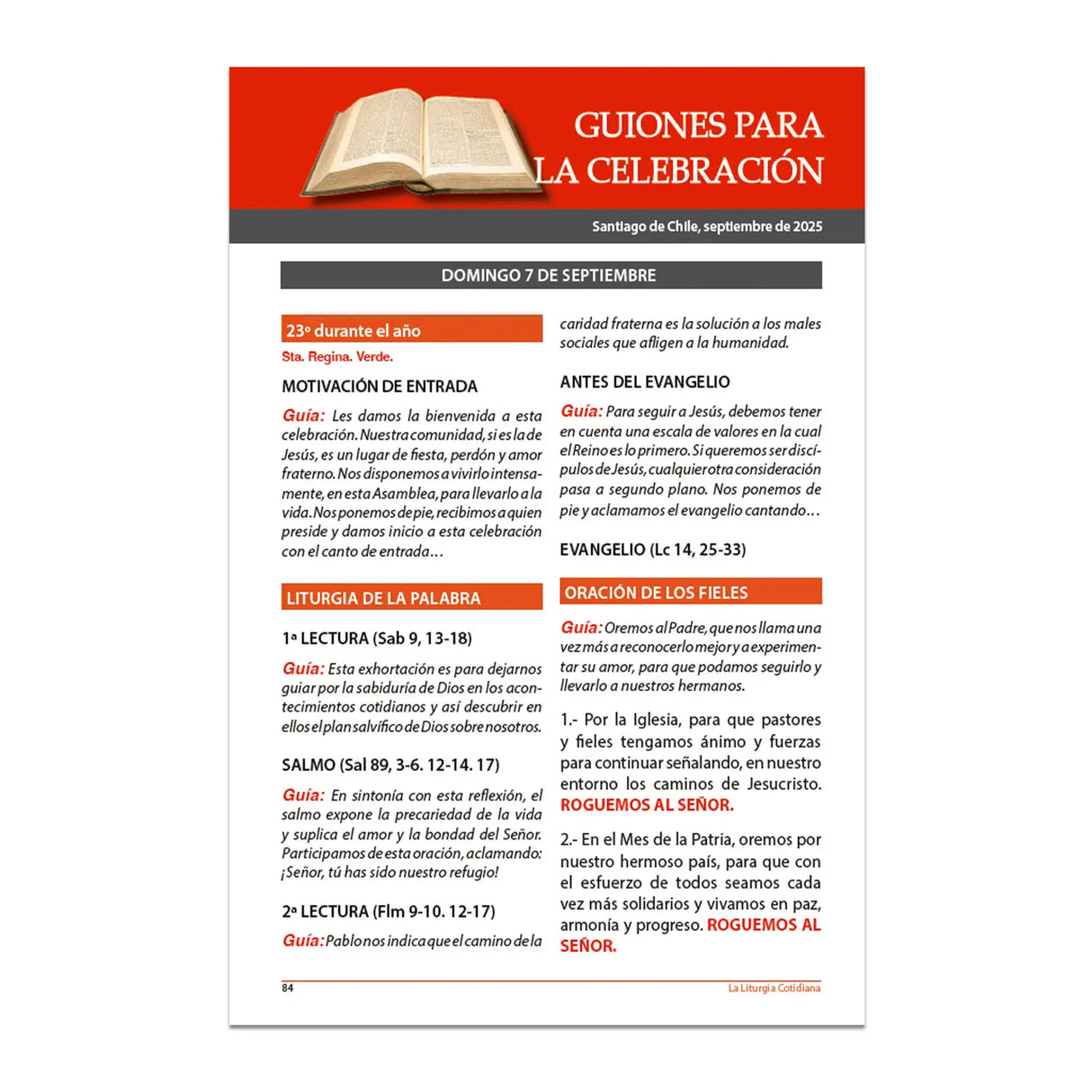 La Liturgia Cotidiana de septiembre 2025