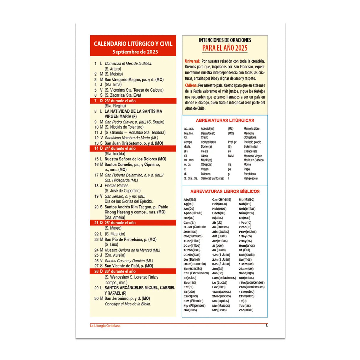 La Liturgia Cotidiana de septiembre 2025