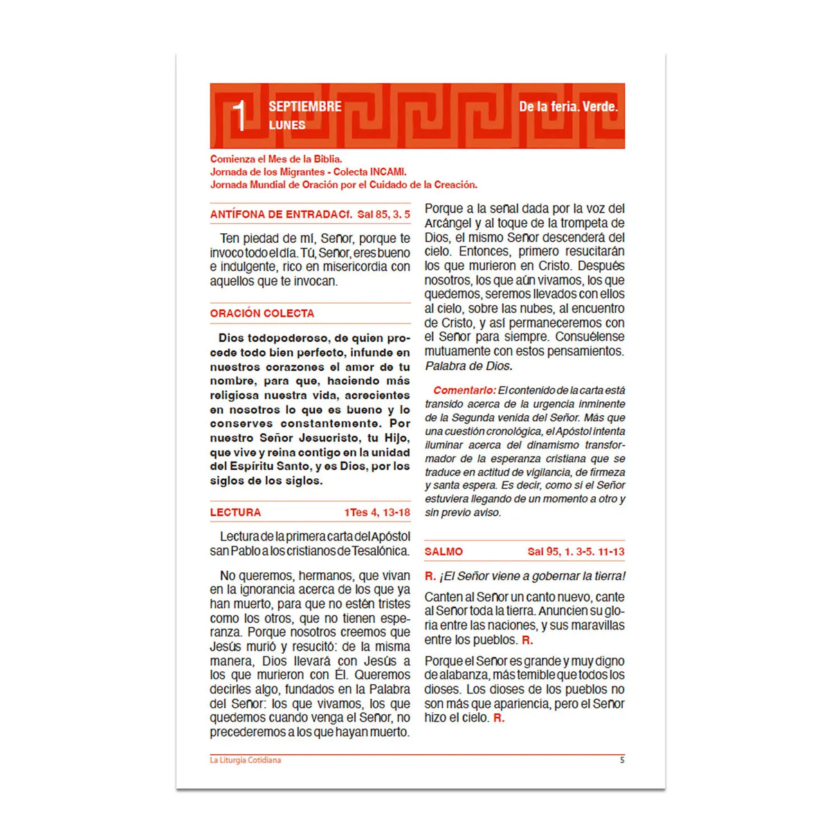 La Liturgia Cotidiana de septiembre 2025