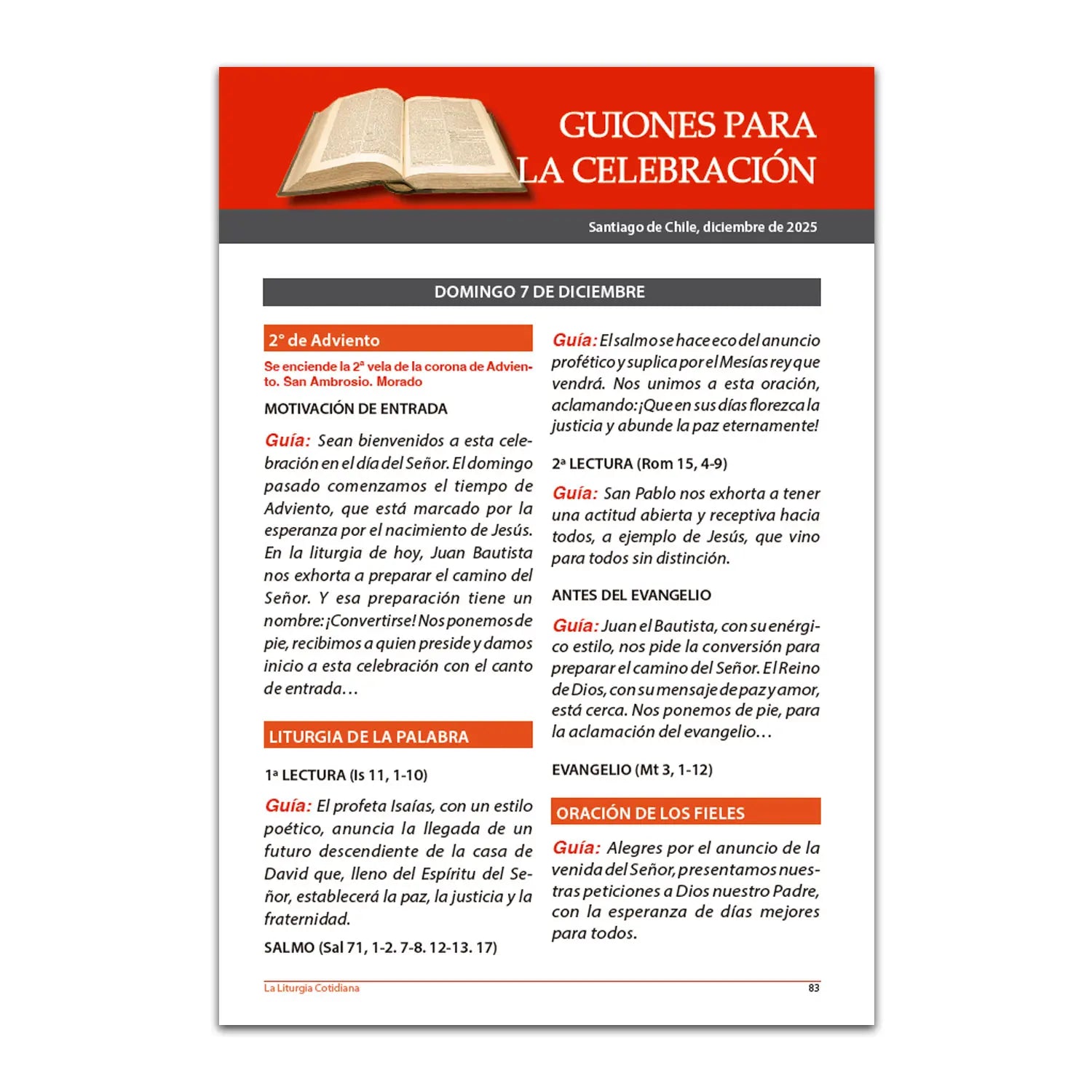 La Liturgia Cotidiana de diciembre 2025