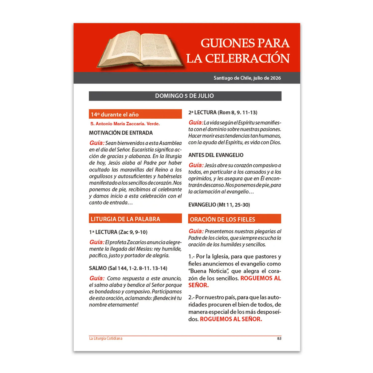 La Liturgia Cotidiana (julio 2026)