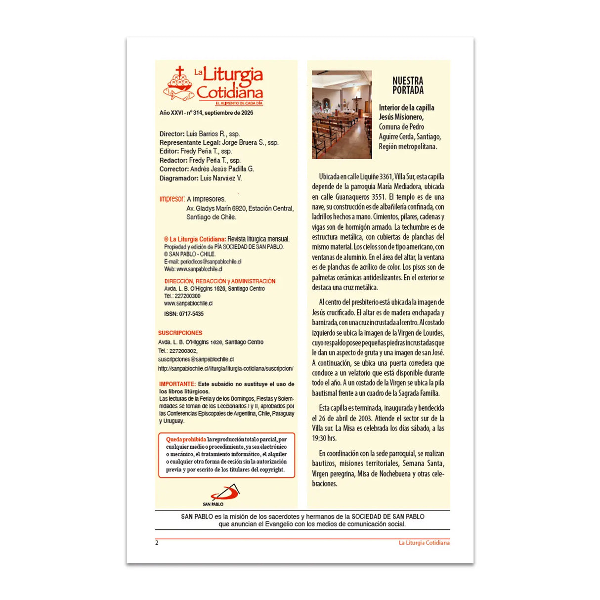 La Liturgia Cotidiana (septiembre 2026)