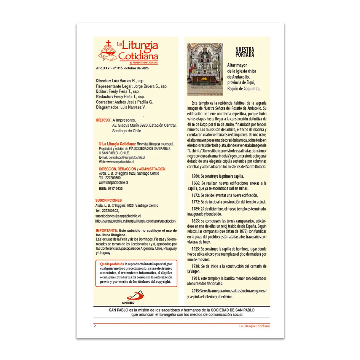 La Liturgia Cotidiana (octubre 2026)