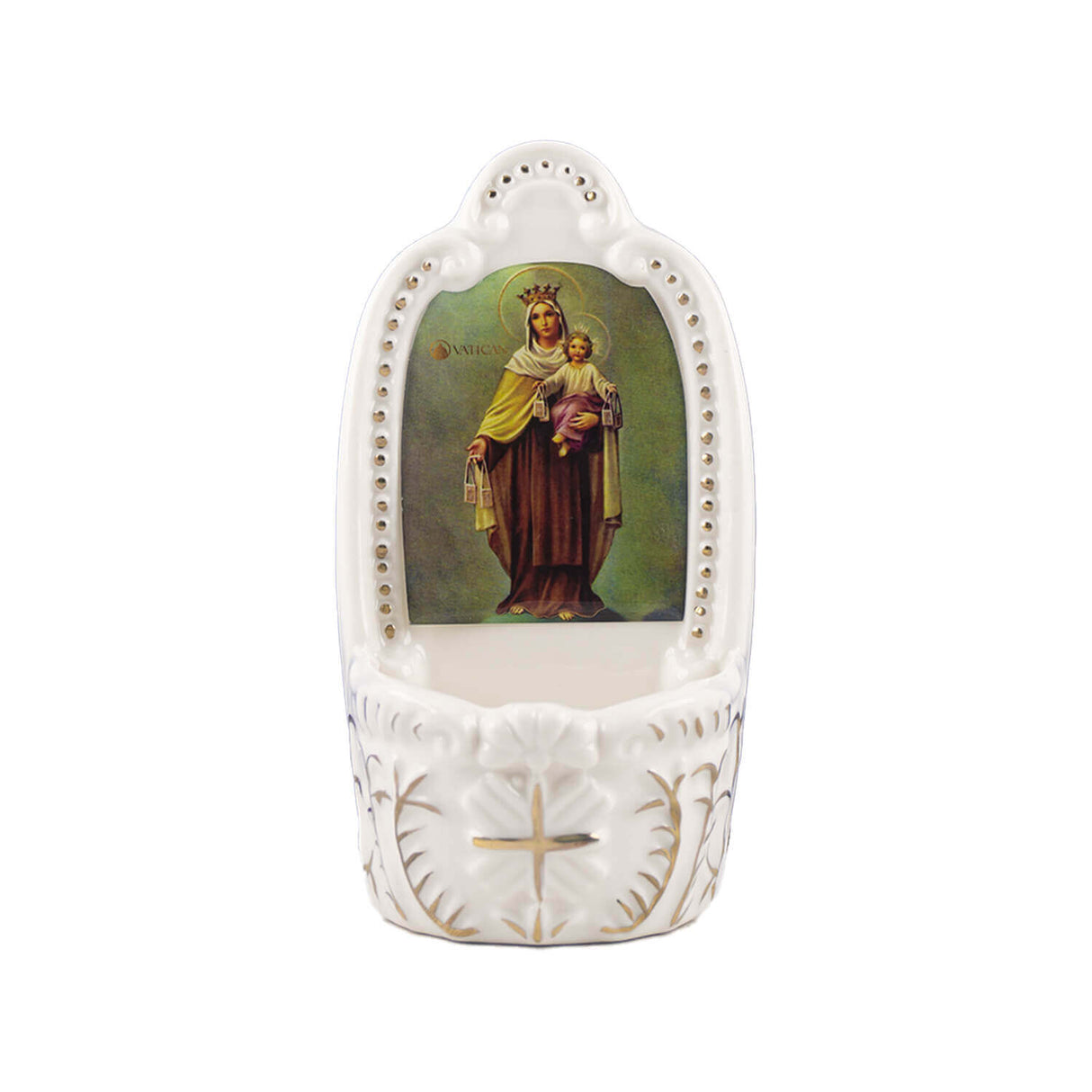Pila agua cerámica 13 cm - Virgen del Carmen