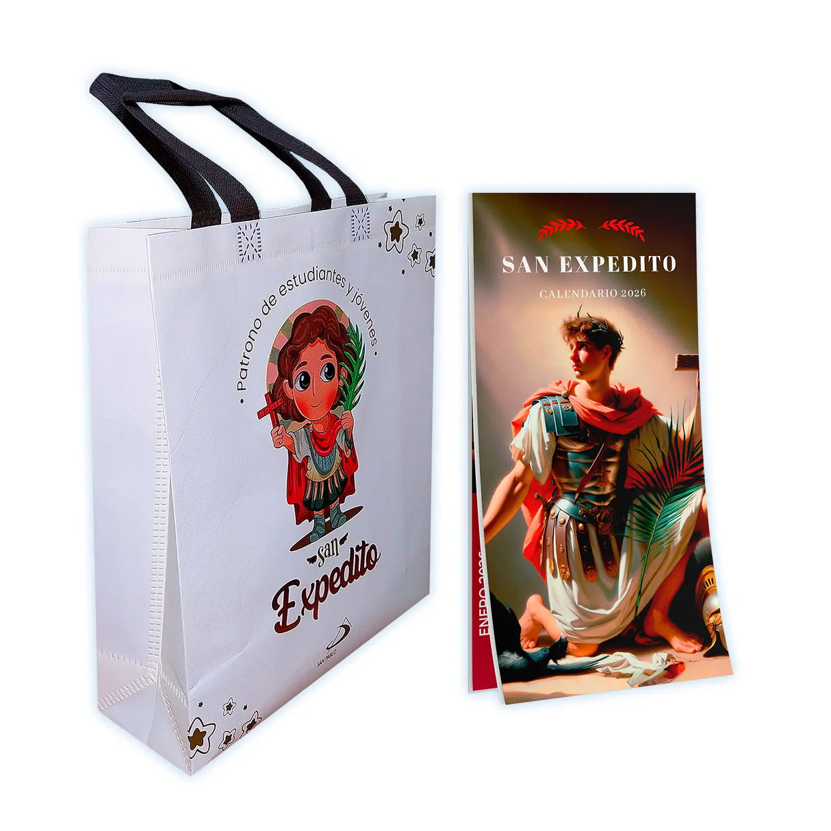 Pack Bolsa Ecológica + Calendario San Expedito 2026