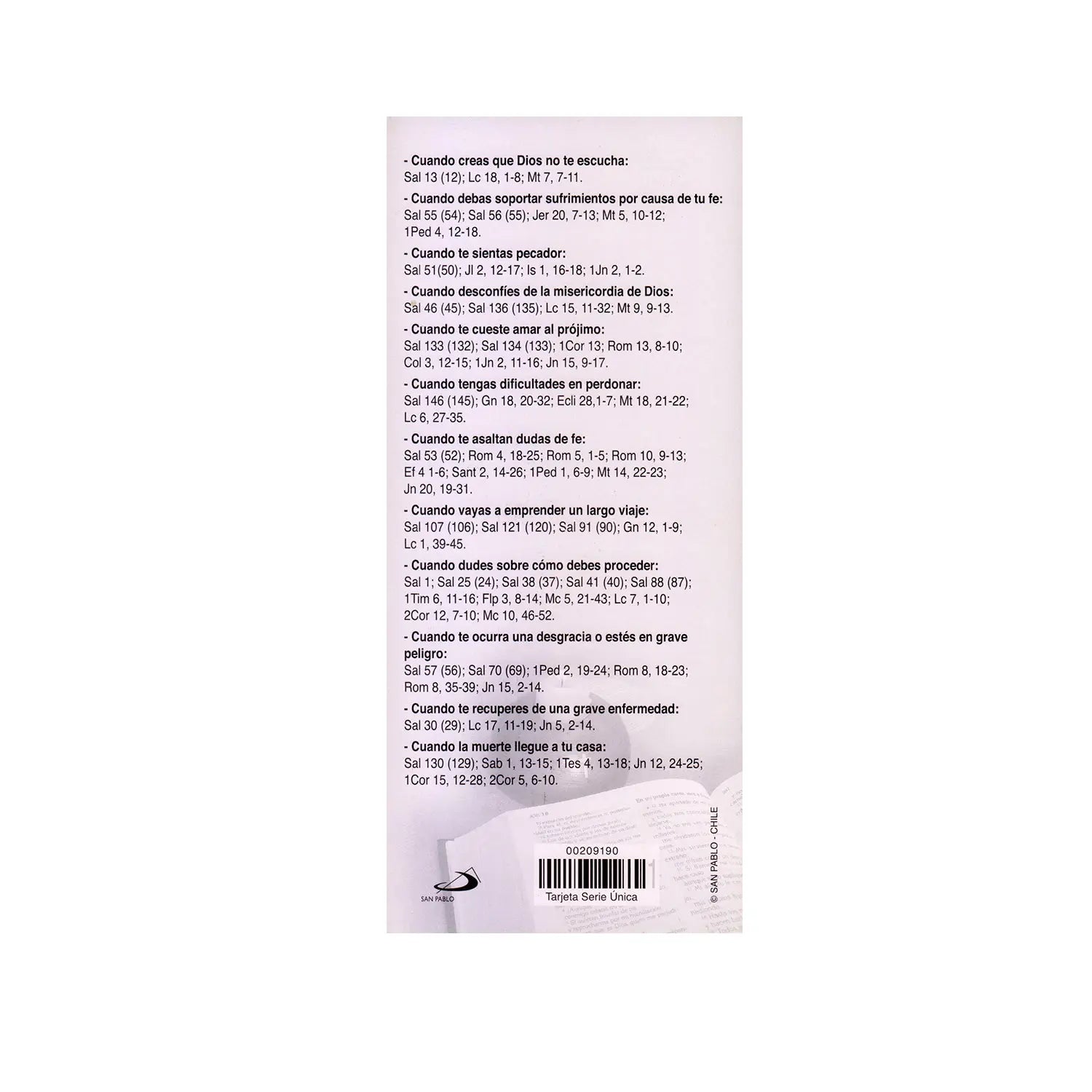 Tarjeta Orar con la Biblia 10 unidades