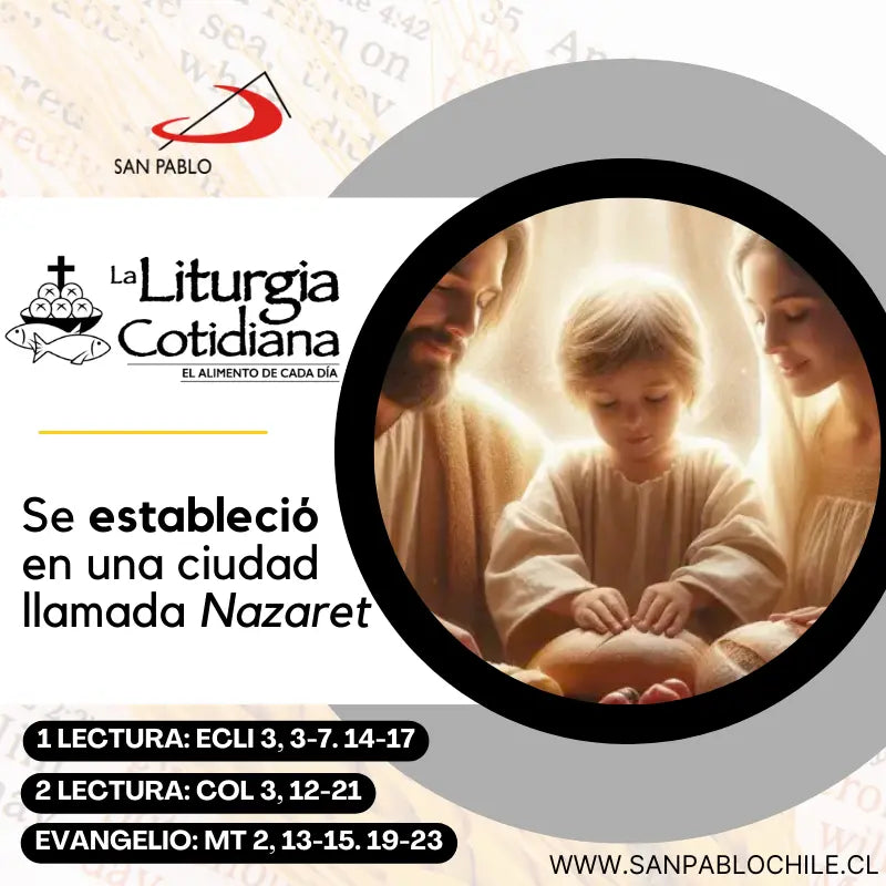 28 de diciembre: SAGRADA FAMILIA DE JESÚS, MARÍA Y JOSÉ (F). Blanco.