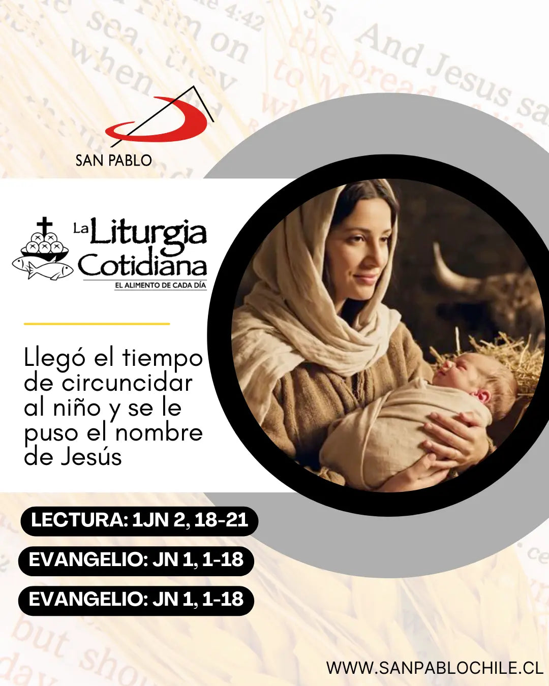 1 de enero: SANTA MARÍA, MADRE DE DIOS (S). Blanco