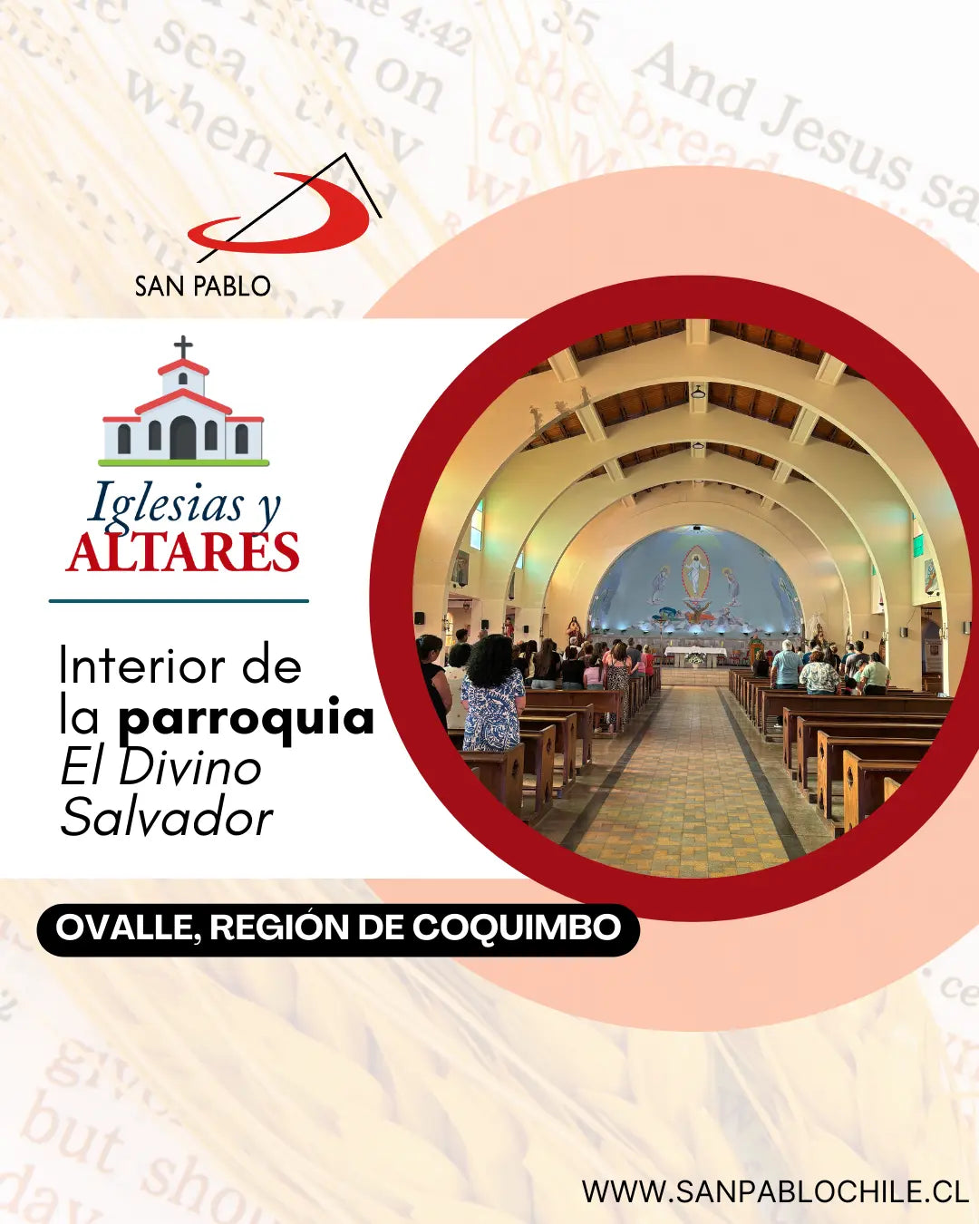 Interior de la parroquia El Divino Salvador, Ovalle, Región de Coquimbo