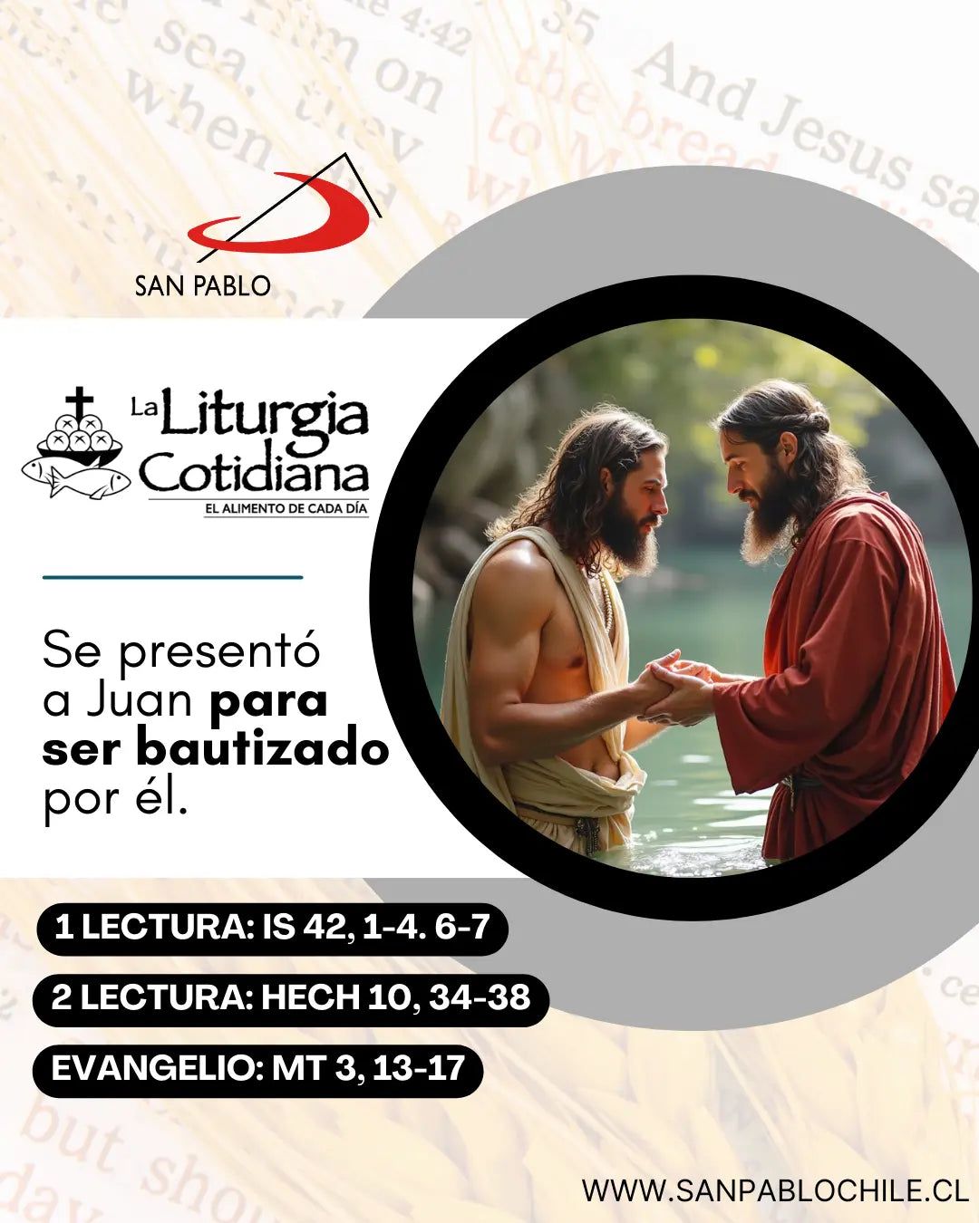 11 de enero: EL BAUTISMO DEL SEÑOR (F). Blanco