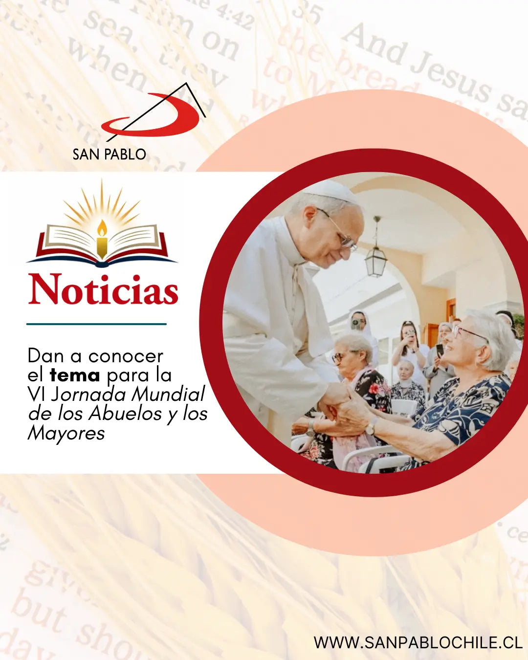 Dan a conocer el tema para la VI Jornada Mundial de los Abuelos y los Mayores