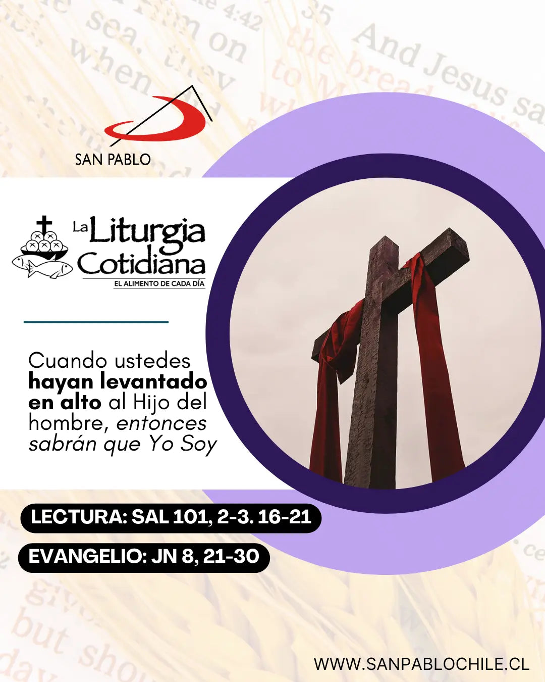 24 de marzo: 5º de Cuaresma. Morado.