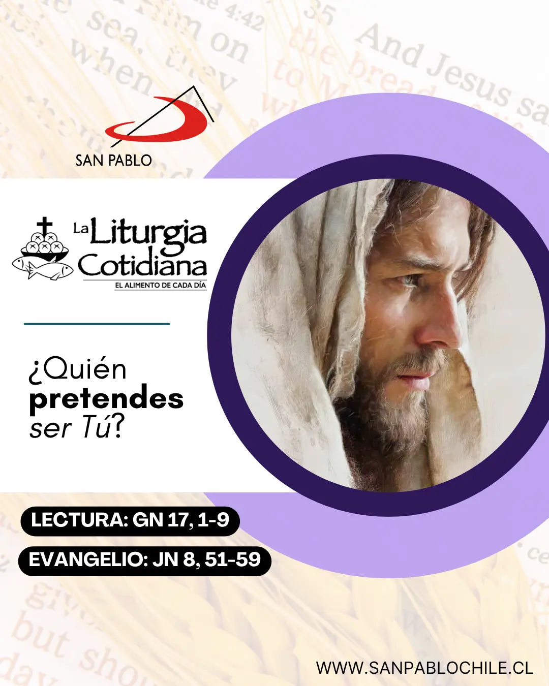 26 de marzo: 5º de Cuaresma. Morado.