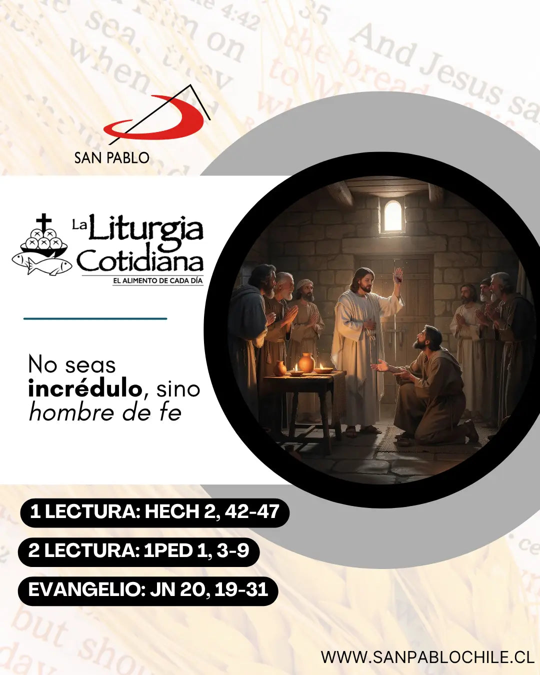 12 de abril: 2º DE PASCUA, DE LA DIVINA MISERICORDIA. Blanco.