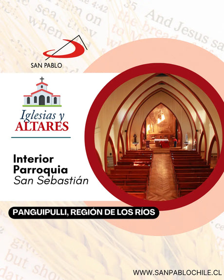 Interior Parroquia San Sebastián, Panguipulli, Región de Los Ríos