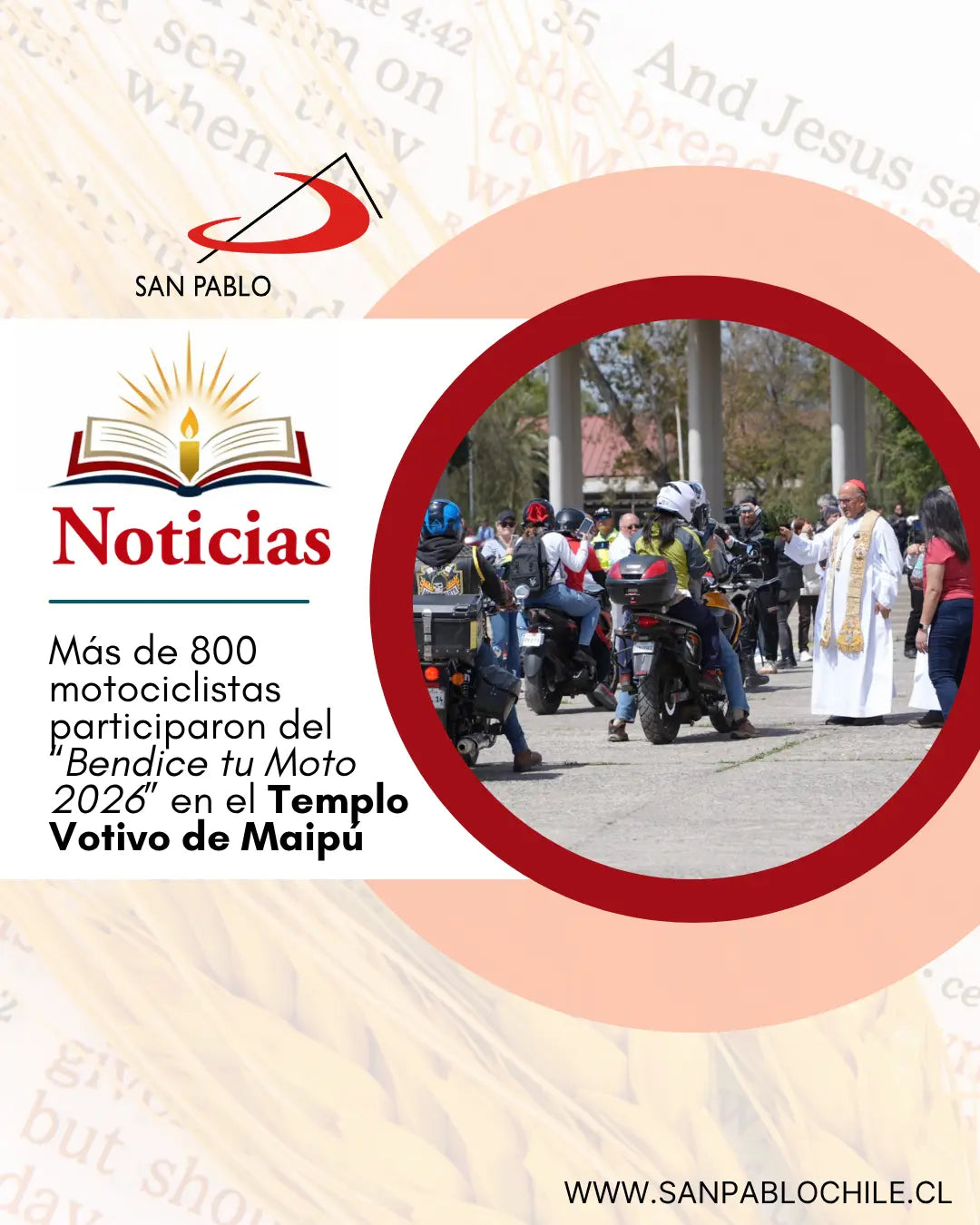 Más de 800 motociclistas participaron del “Bendice tu Moto 2026” en el Templo Votivo de Maipú