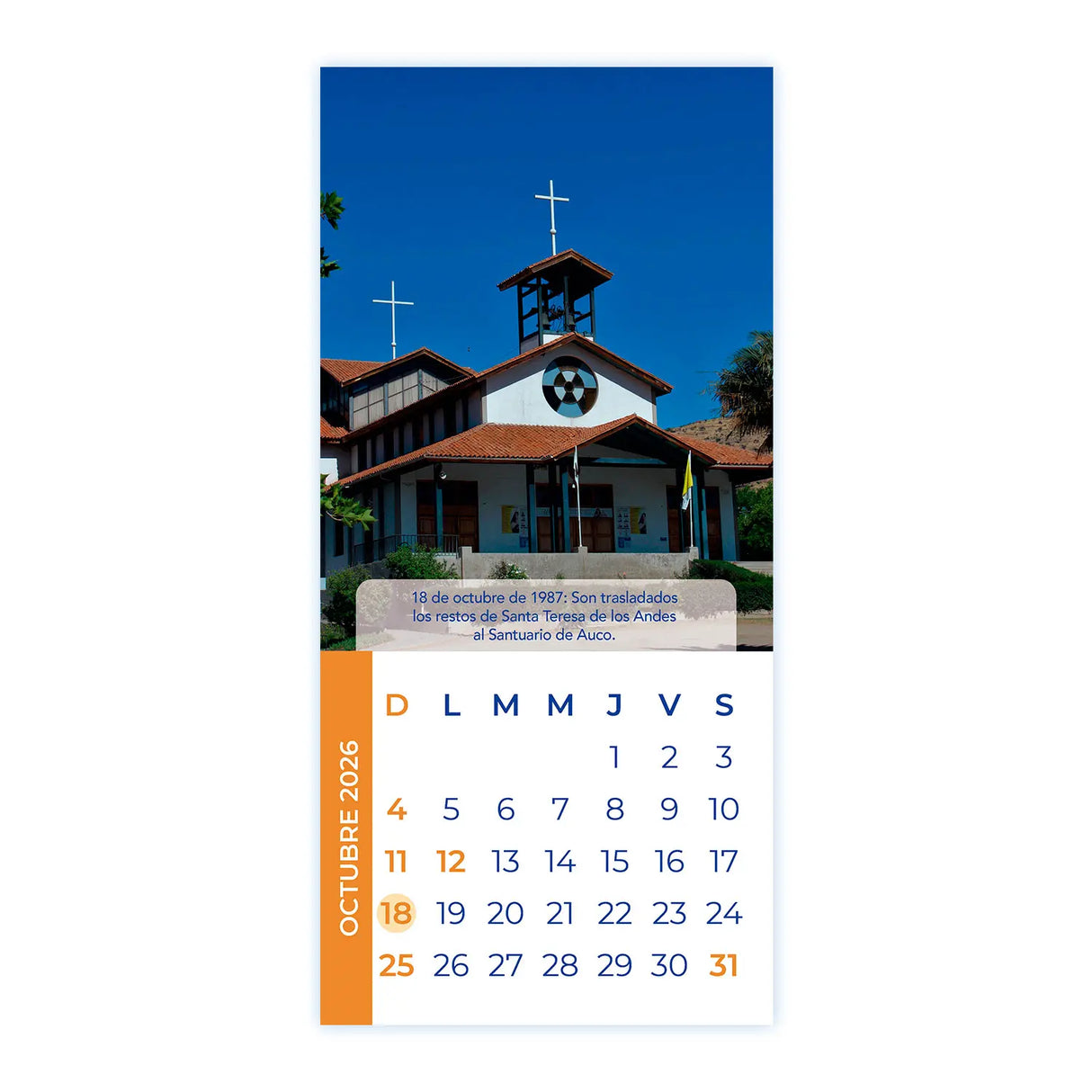Calendario Teresa de Los Andes 2026