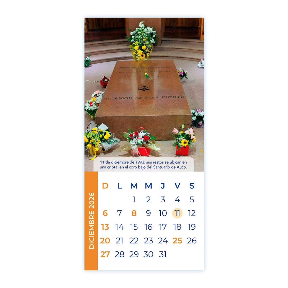 Calendario Teresa de Los Andes 2026