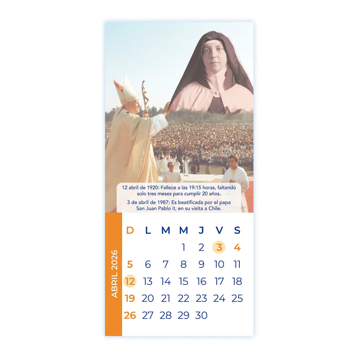 Calendario Teresa de Los Andes 2026