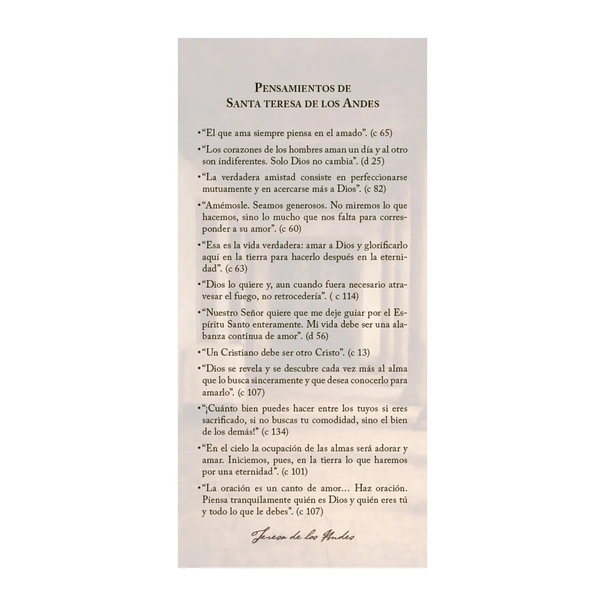 Calendario Teresa de los Andes 2027