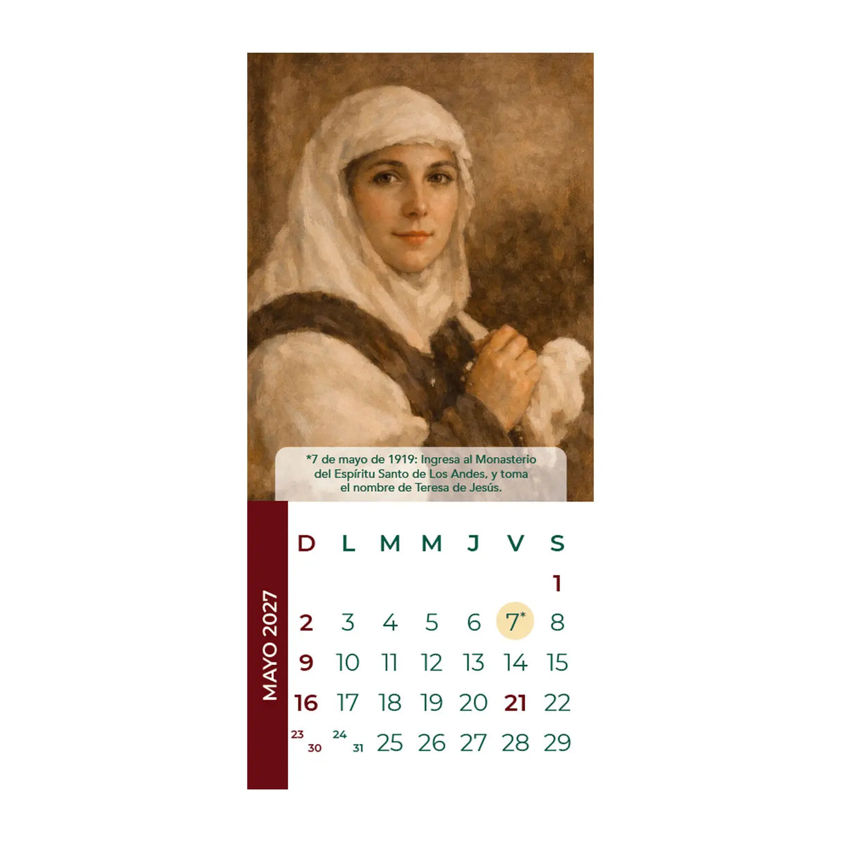 Calendario Teresa de los Andes 2027