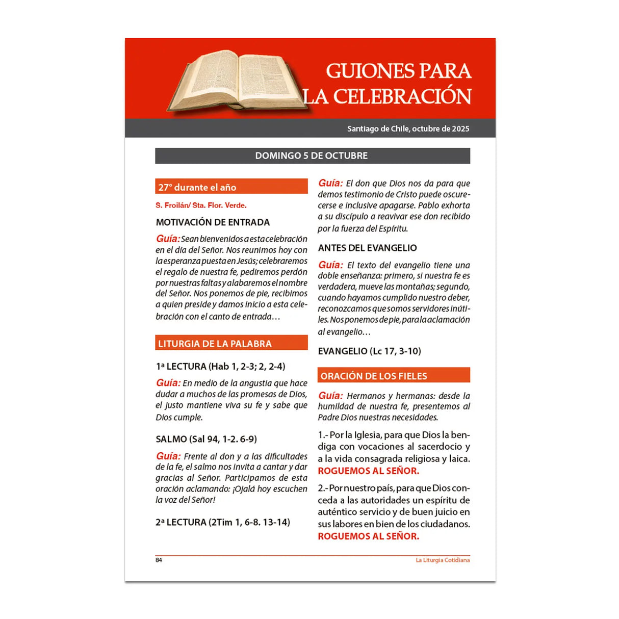 La Liturgia Cotidiana de octubre 2025
