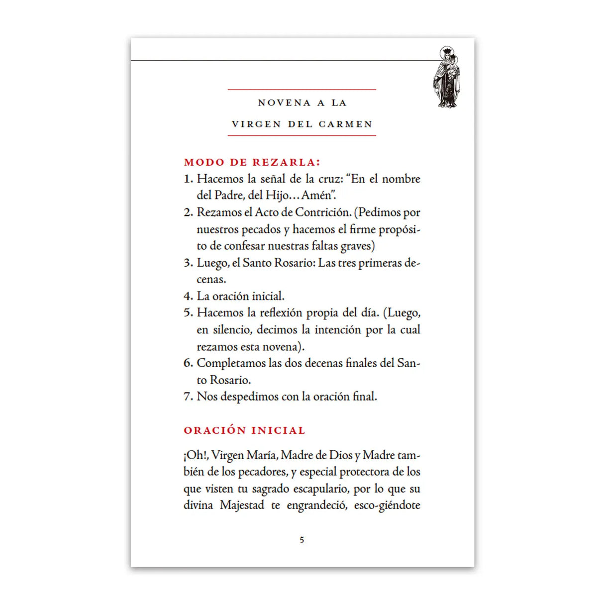 Devoción y novena a la Virgen del Carmen