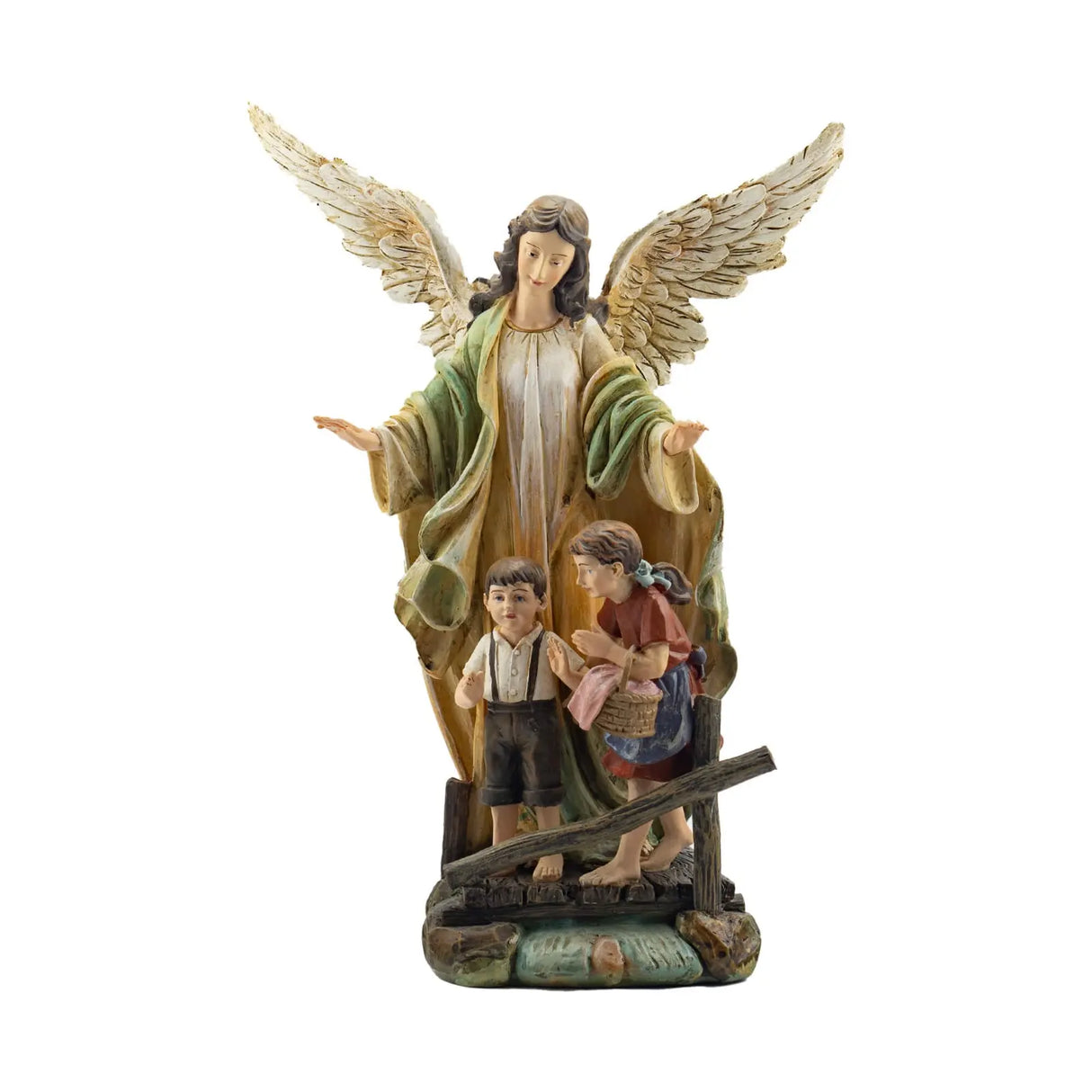 Ángel de la Guarda con niños 22 cms.