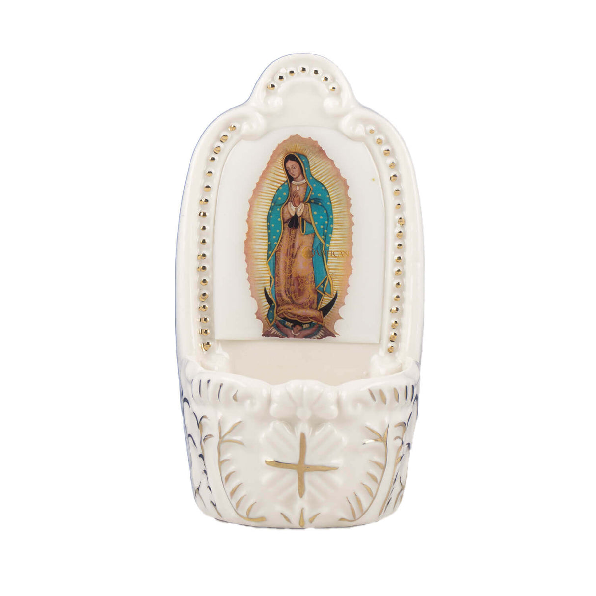 Pila agua cerámica  13 cm - Virgen de Guadalupe