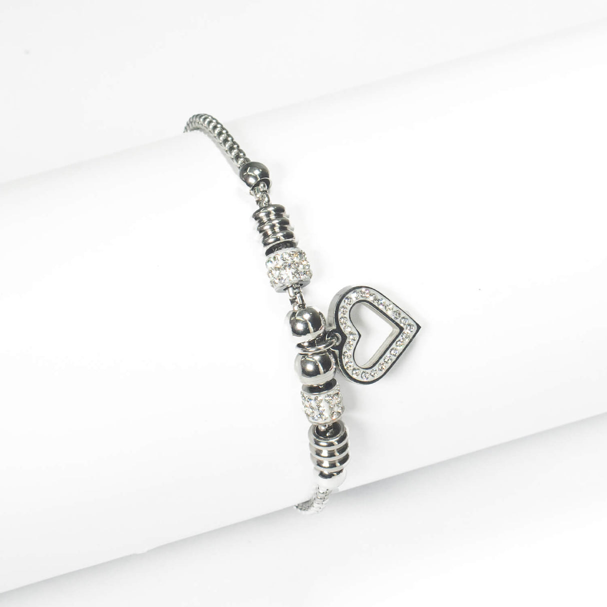 Pulsera Acero Corazones Plateado