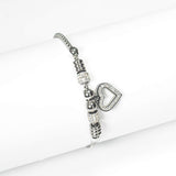 Pulsera Acero Corazones Plateado