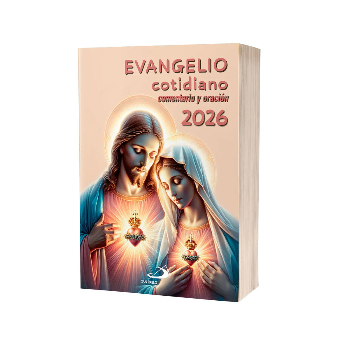 Evangelio Cotidiano 2026 - Portada y Oración Sagrados Corazones de Jesús y Maria