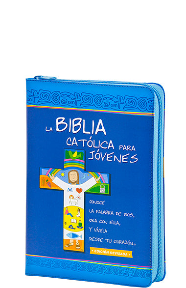 La Biblia Católica para Jóvenes - símil piel azul con cremallera