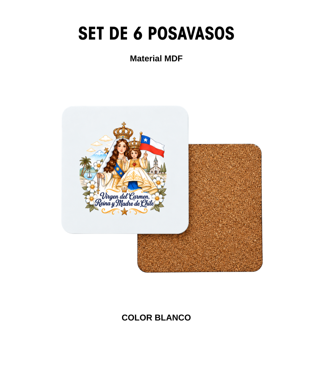 Set de 6 Posavasos Virgen del Carmen - 100 años de su coronación