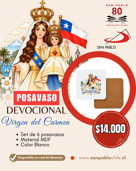 Set de 6 Posavasos Virgen del Carmen - 100 años de su coronación