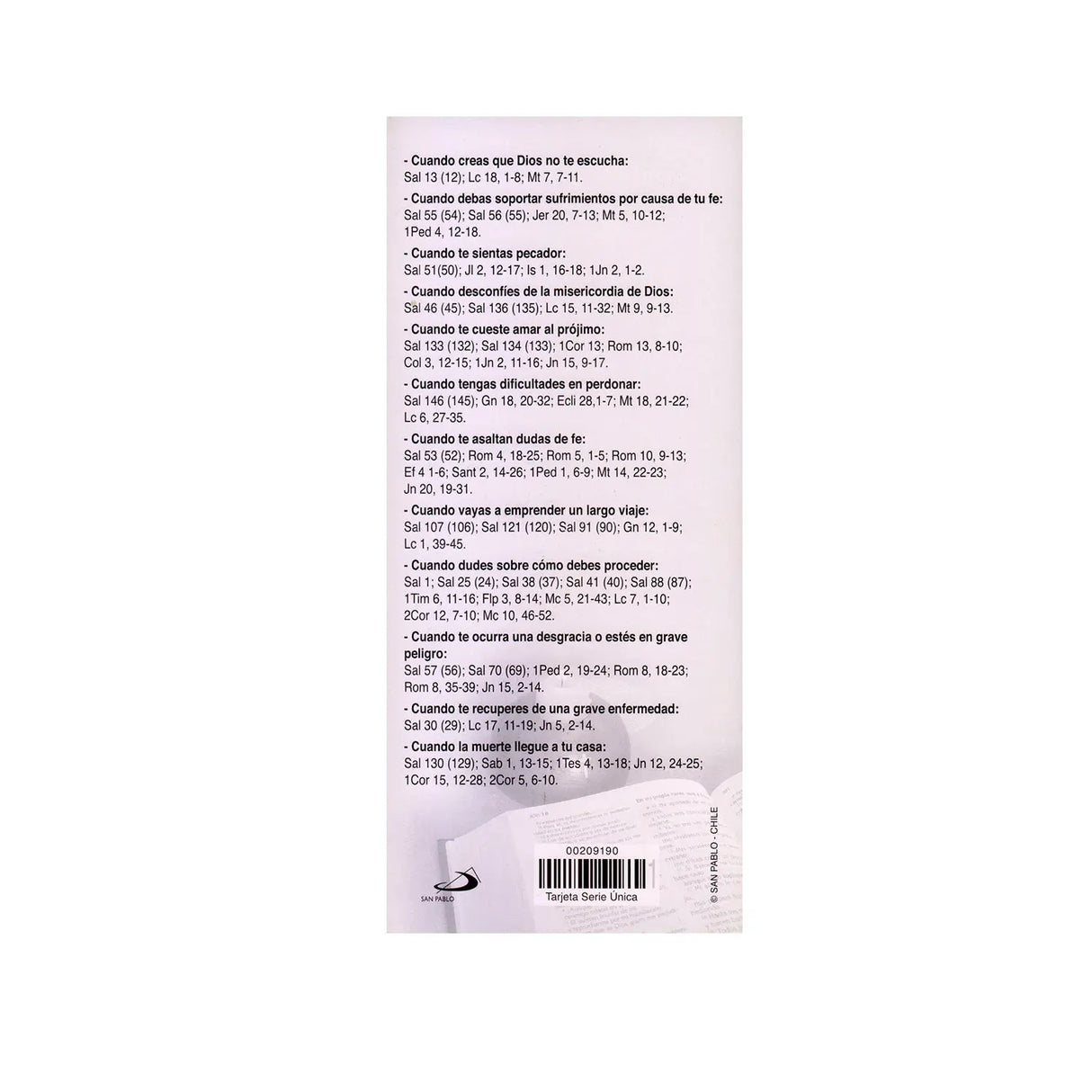 Tarjeta Orar con la Biblia 10 unidades