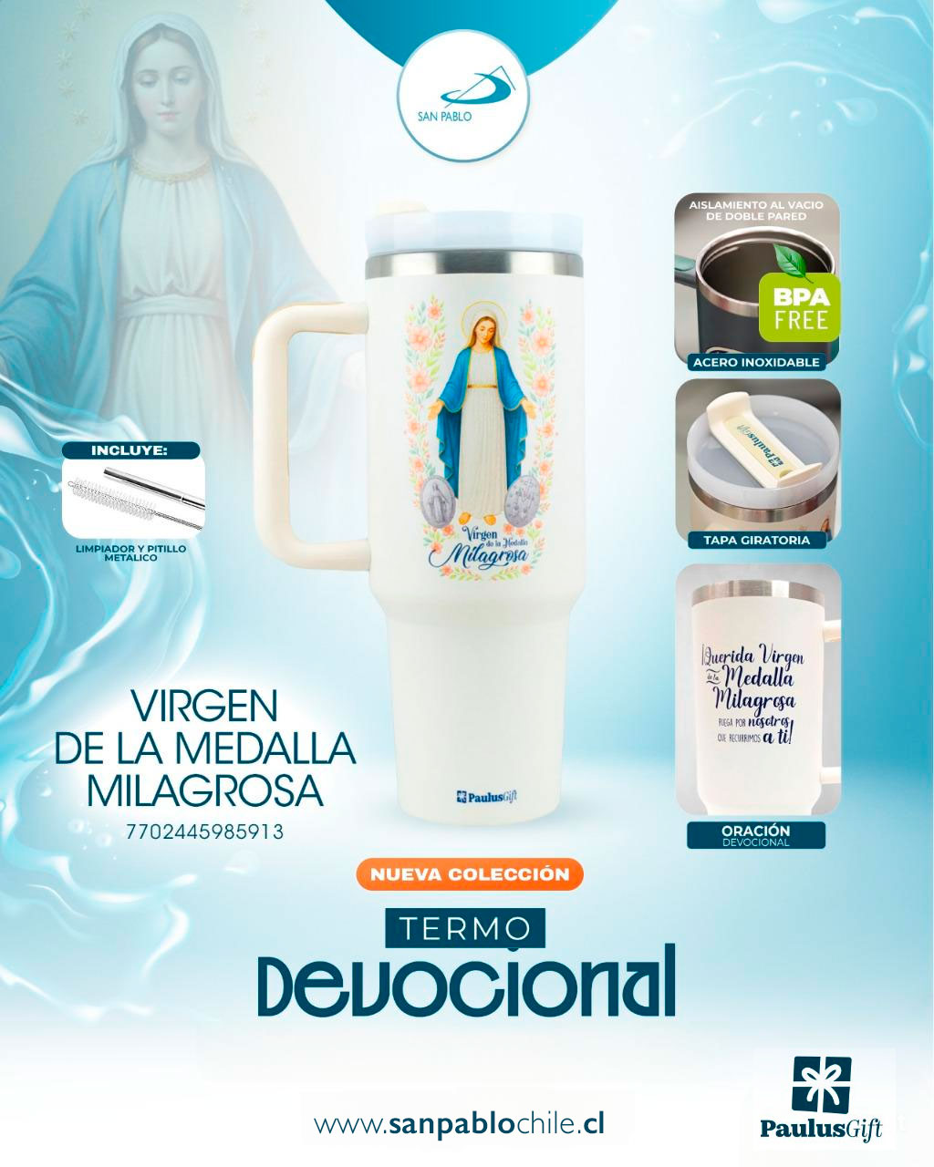 Termo Acero 1.18L - Virgen de la Medalla Milagrosa