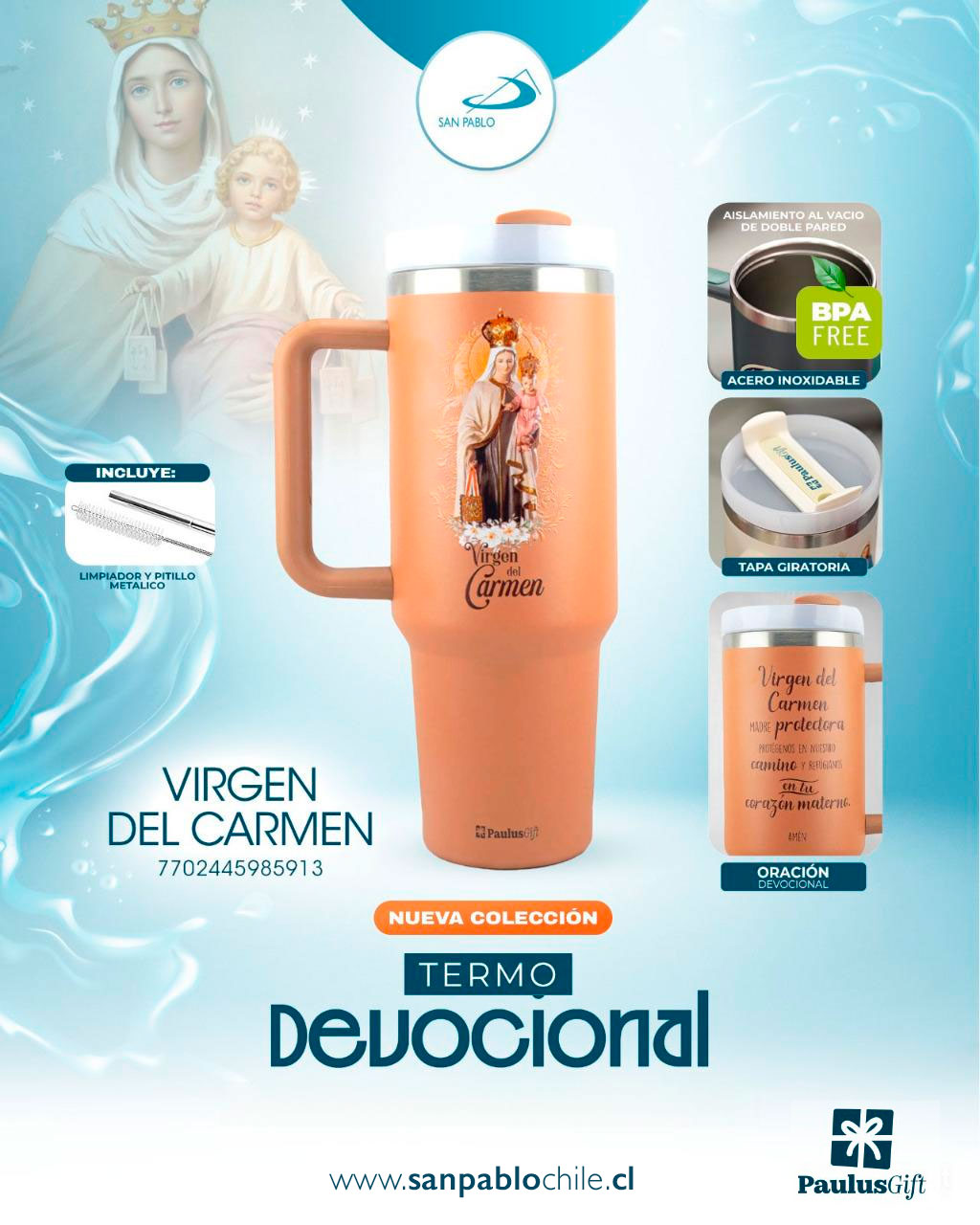 Termo Acero 1.18L - Virgen del Carmen